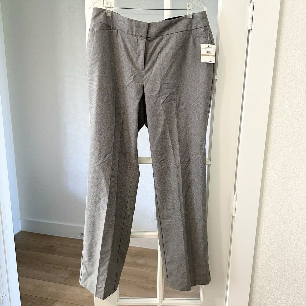 Rafaella Women Sz 12 Curvy Straight Leg Pants Gray Black Stretch Career Pockets